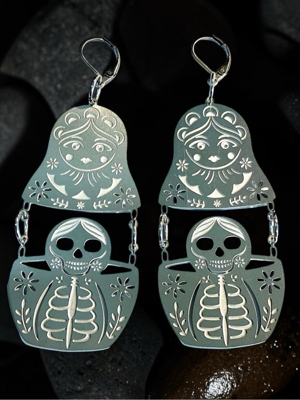 🆕 Sugar Skull Nesting Doll Dangle Earrings